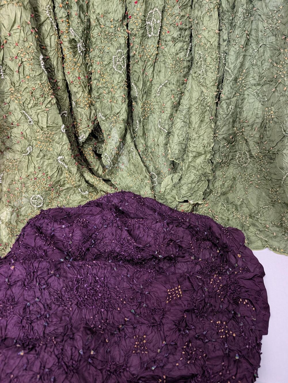 Lot of 4 Vintage 100% Silk Joanna John Scarves 3 Green 1 Purple